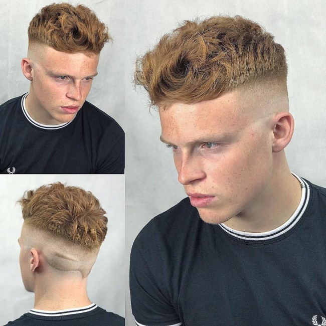 Quiff on curly hair + High Fade