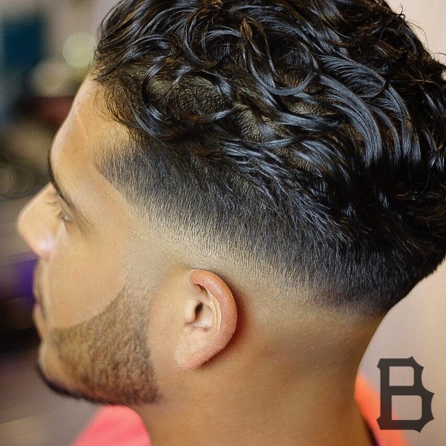 Slicked Back Hairstyle on Curly Hair + Skin Fade 
