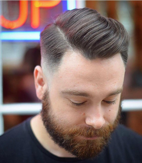 Side Part Combover + Skin Fade Hairstyle