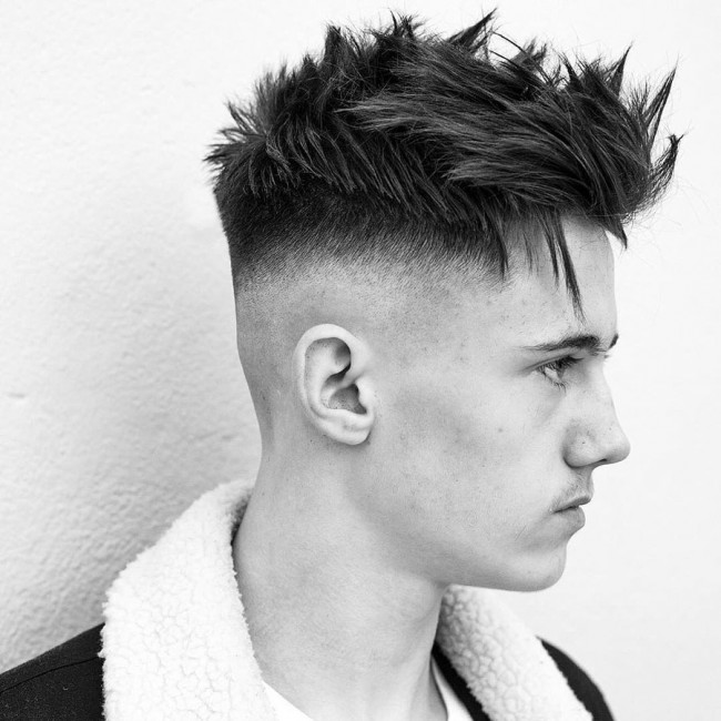 Combed hair + Skin Fade