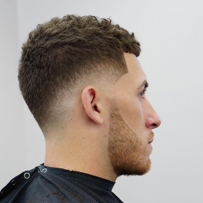 Crop on curly hair + Fade