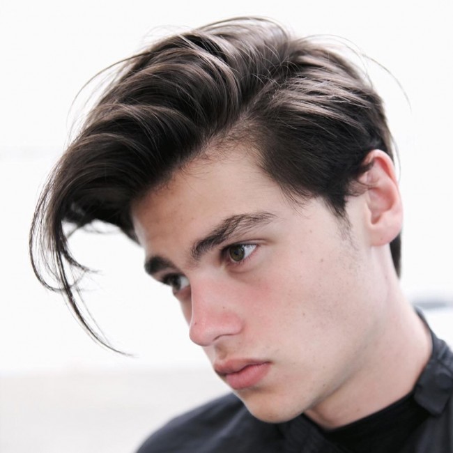 Side part on long hair