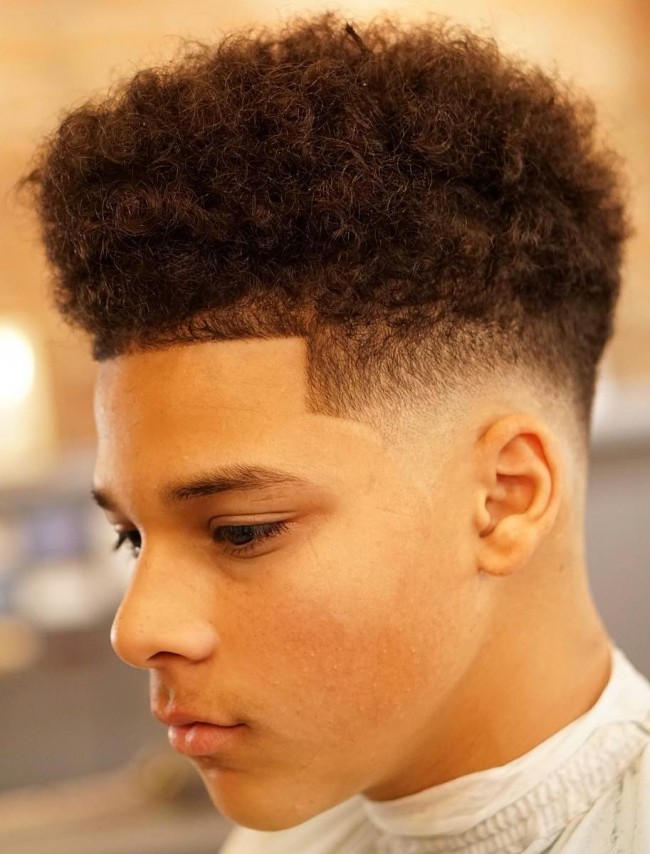 Low fade + Curly hair