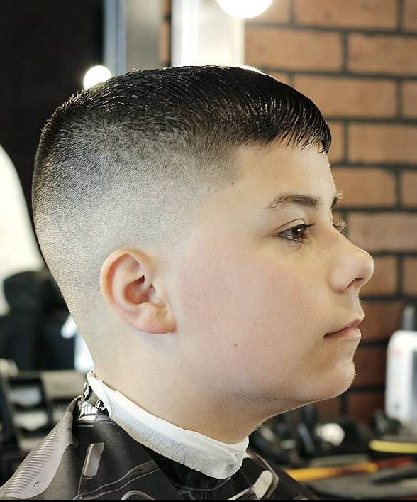 Brushed Crew Cut + Mid Skin fade - Hairstyle for boy
