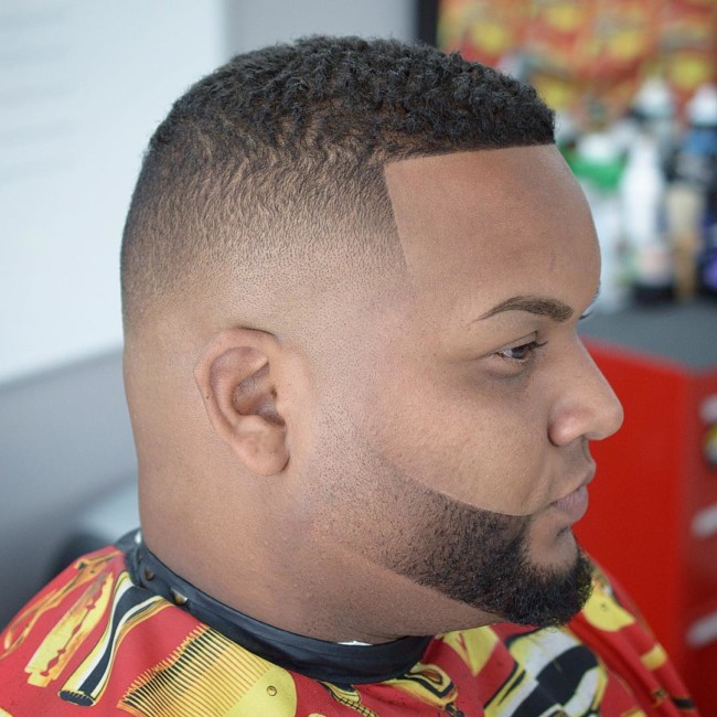 Crew cut + High Skin Fade + Line up Black men haircuts