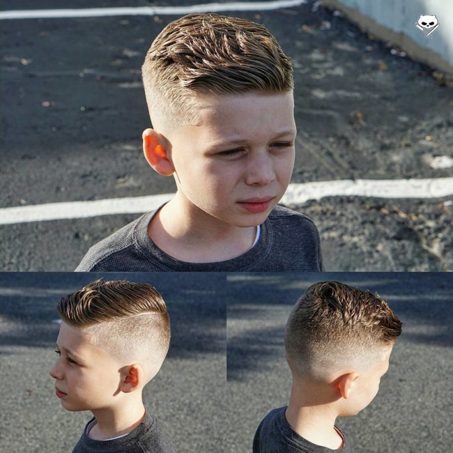 Ivy League + Mid fade Hairstyle for boy