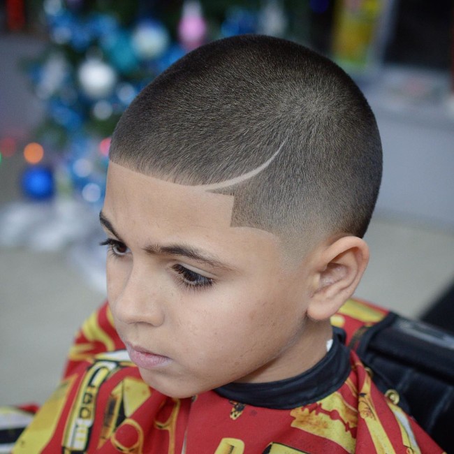 Buzz cut + Hook part + Taper Fade Hairstyle for boys