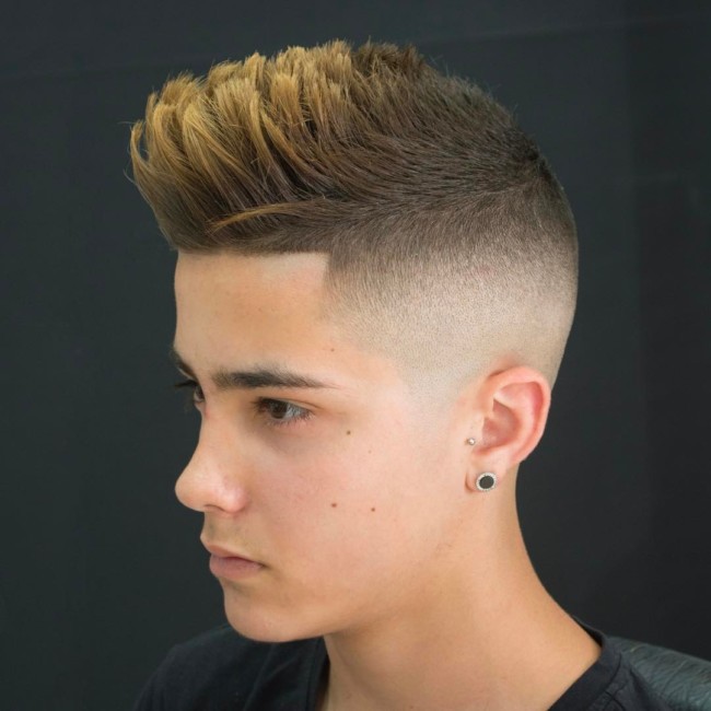 Quiff hairstyle + color + fade for boys