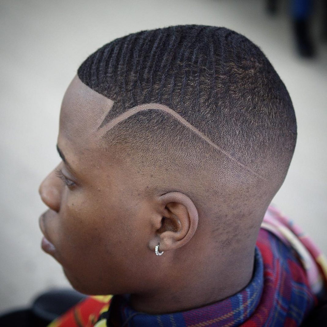 Waves + Hook part + Skin Fade Black men haircuts. 