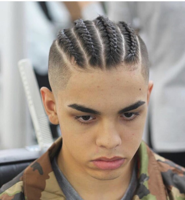 Braids + High Fade Hairstyle for boys