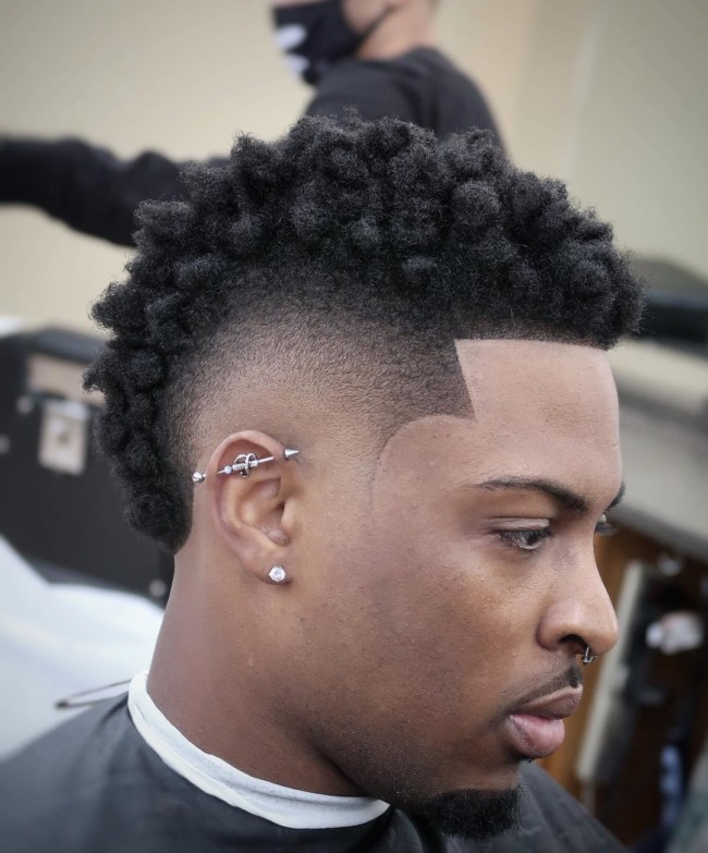  FroHawk Haircut + Burst Fade - Black men haircuts