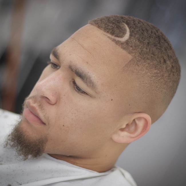 Buzz Cut + Hook Part + Skin fade - Black men haircuts