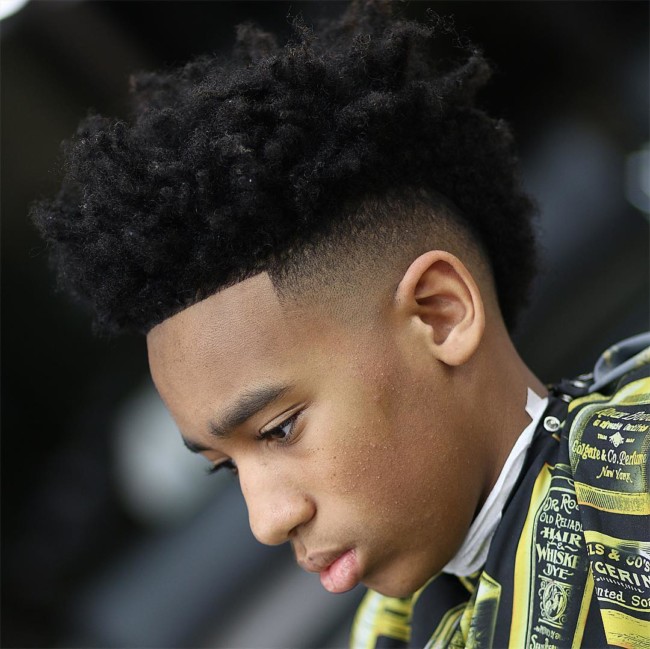 Black men haircuts - Afro x Undercut + Skin Fade