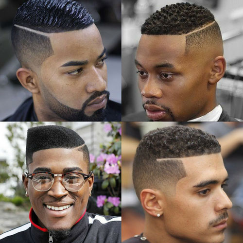 Short part with fade black men haircuts
