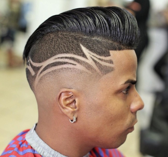 Undercut Pompadour + Design - Men's Haircuts