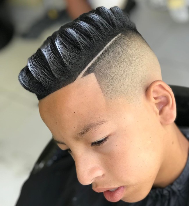 Textured Pompadour + Color + Hard Part - Men's Haircuts