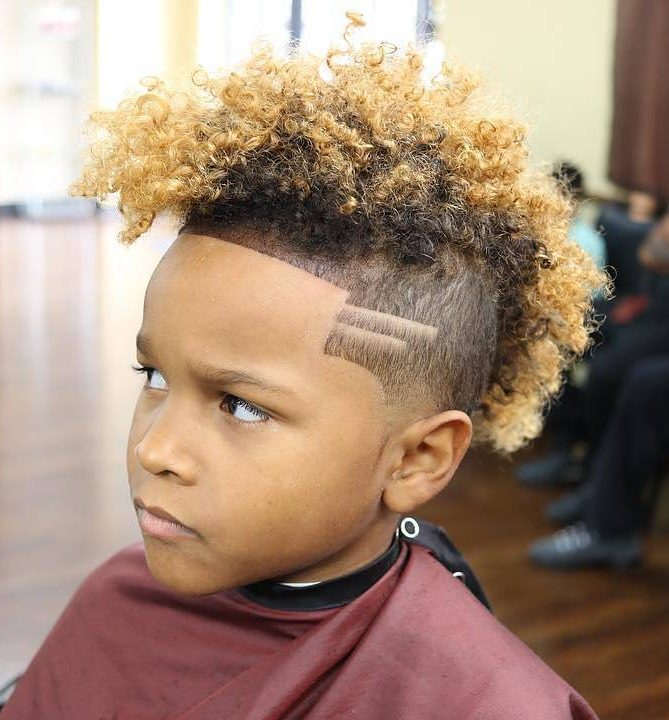 MoHawk + Colored Curls - Black Boys Haircuts - Men's haircuts