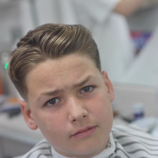 Centered Part + Brushed hair - New Hairstyle for Boys