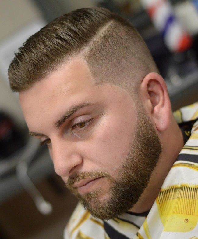 Side part Comb Over + High Fade + Line