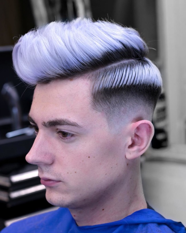Quiff + Side Part + Color + Mid fade - Men's Haircuts