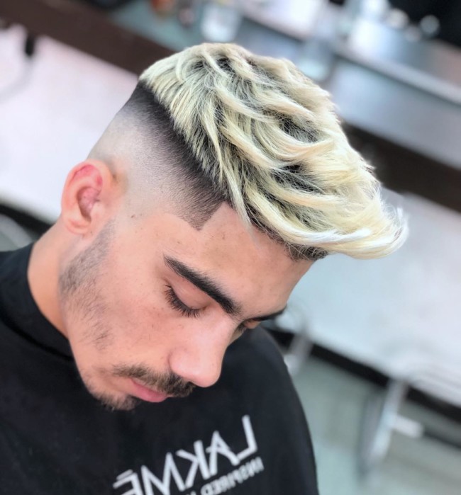 Textured Quiff + Color + High Fade - Men's Haircuts