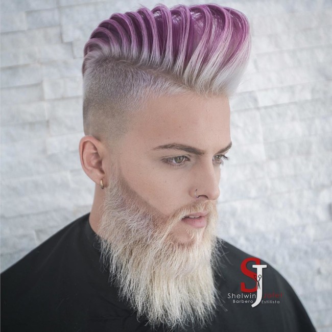 Textured Pompadour Top + Dye + Full Beard