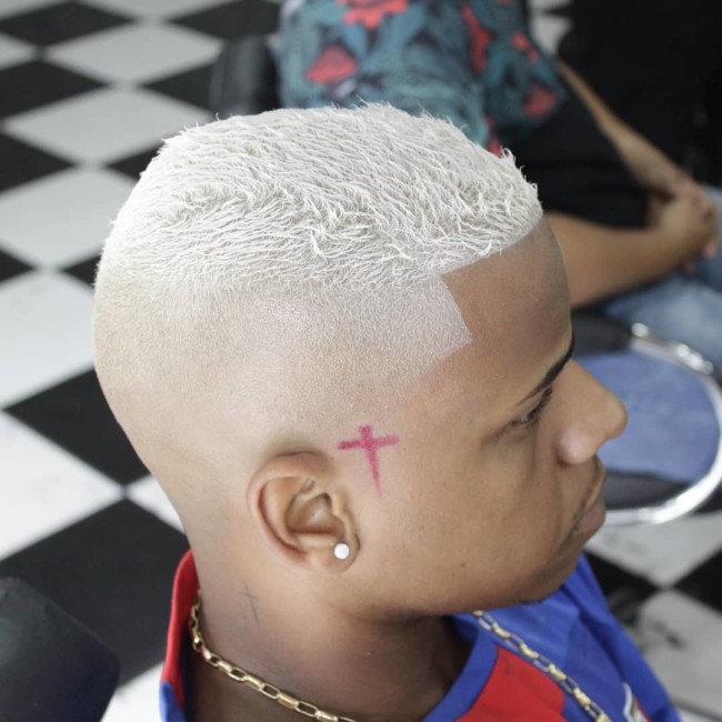 Spiky Crew cut + High Fade + Color - Men's Haircuts