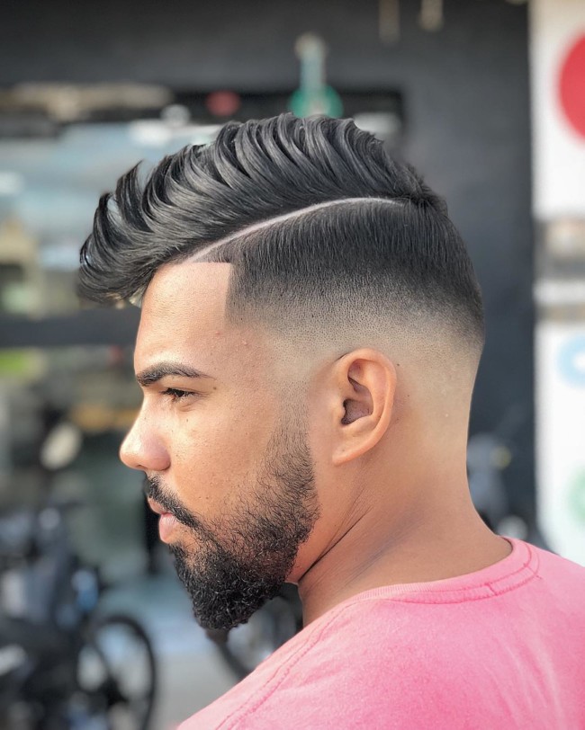Disconnected Pompadour + Skin Fade - Men's Haircuts
